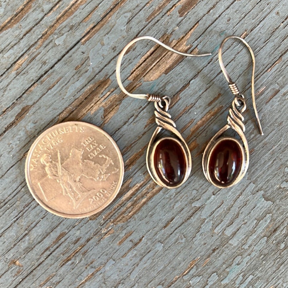 Silver and Amber Earrings